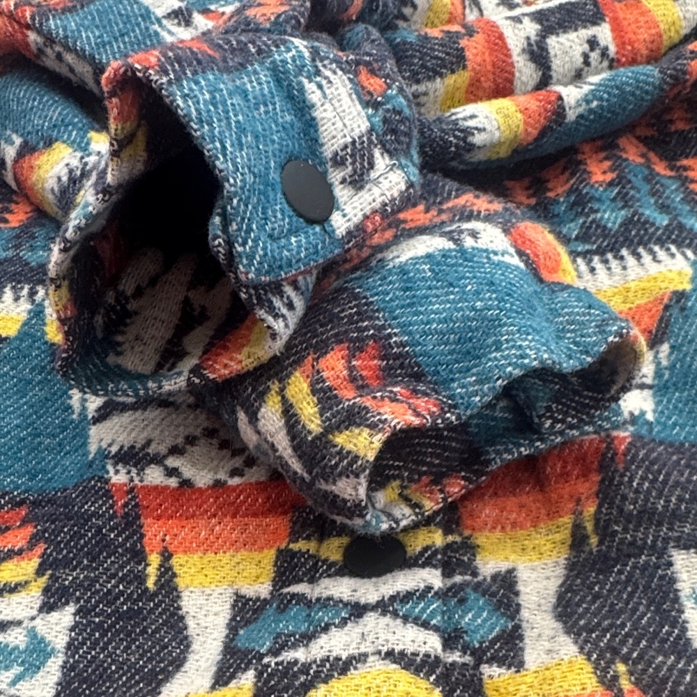 Rock & Roll Denim Colorful Pattern Button Down Shirt - Picture 5 of 7